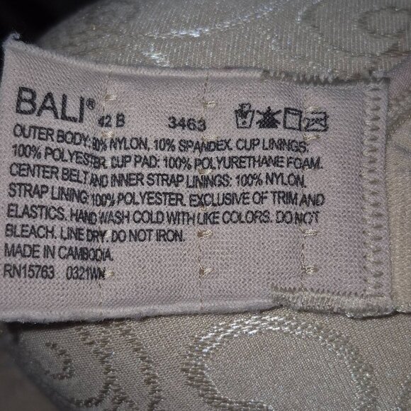 42B Bali 3463 Comfort Revolution Wire Free Bra‎ Beige Scroll Print - Picture 8 of 8